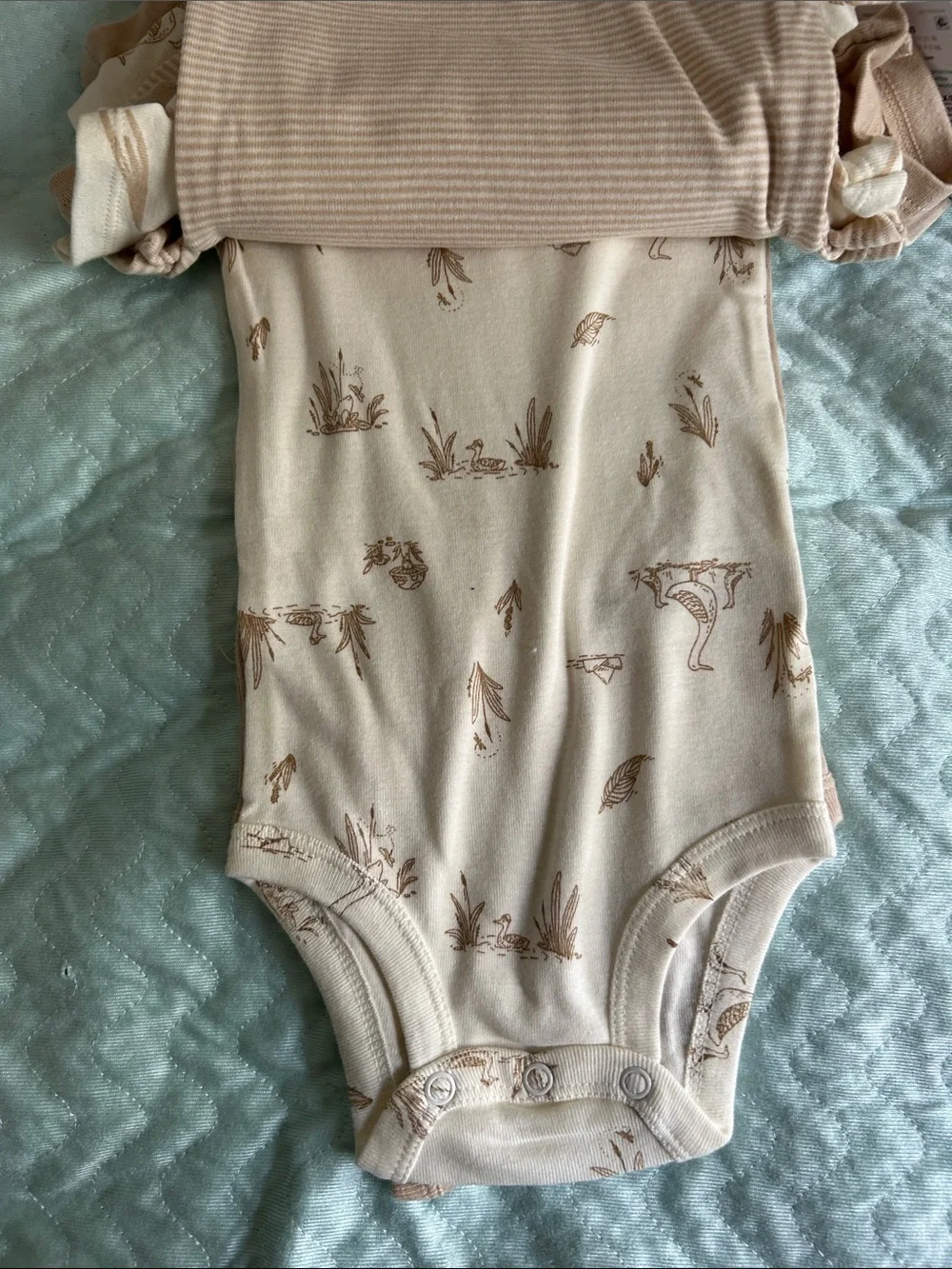 Carter's Beige Goose Graphic One-Piece Bodysuits - Neutral 5-Pack